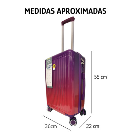 Set X3 Valijas G, M, Ch Rígidas 4 Ruedas 360 Con Candado Tsa Purpura/rojo