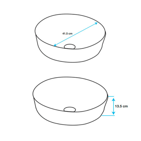Bacha circular de loza blanca para apoyar 41,5 diá. x 13,5 000