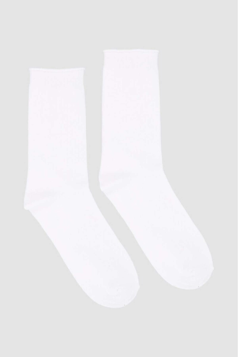 Medias de algodón lisa con sujecion suave en puño - Blanco 