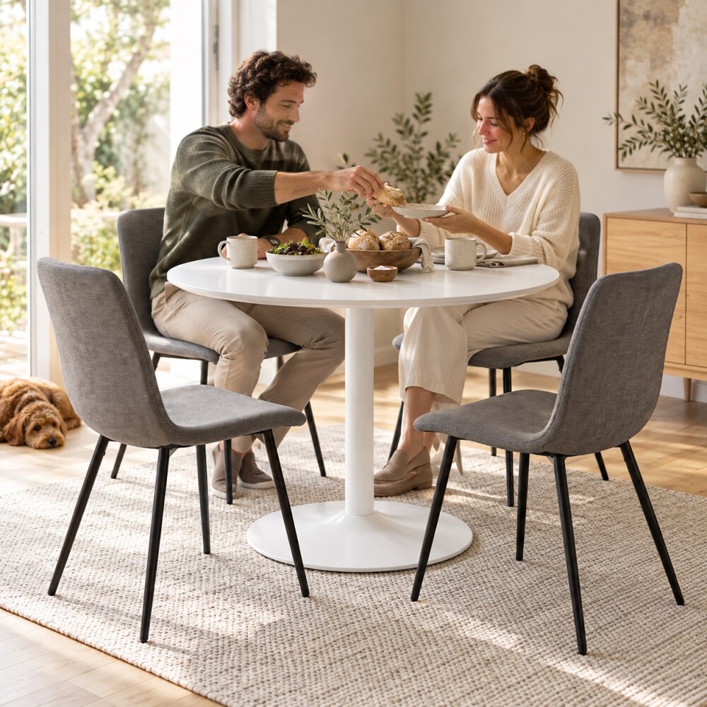 MESA DE COMEDOR REDONDA CIRCULAR BLANCA MDF CON ACABADO MATE MESA DE COMEDOR REDONDA CIRCULAR BLANCA MDF CON ACABADO MATE