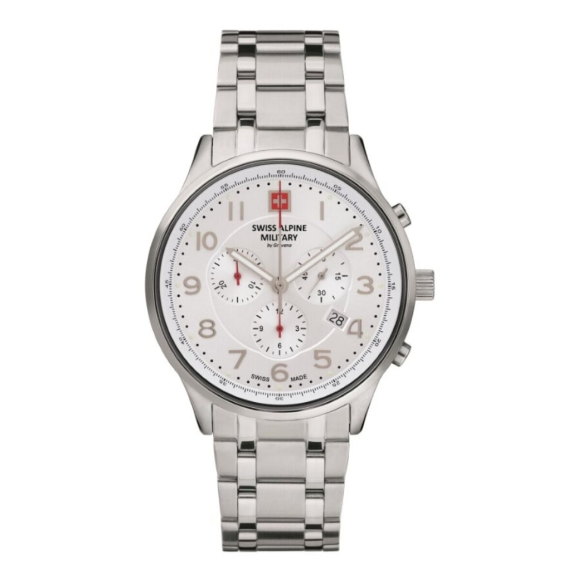 Reloj Swiss Alpine Military Skymaster 7084.9132 para hombre con correa de acero - Plateado 