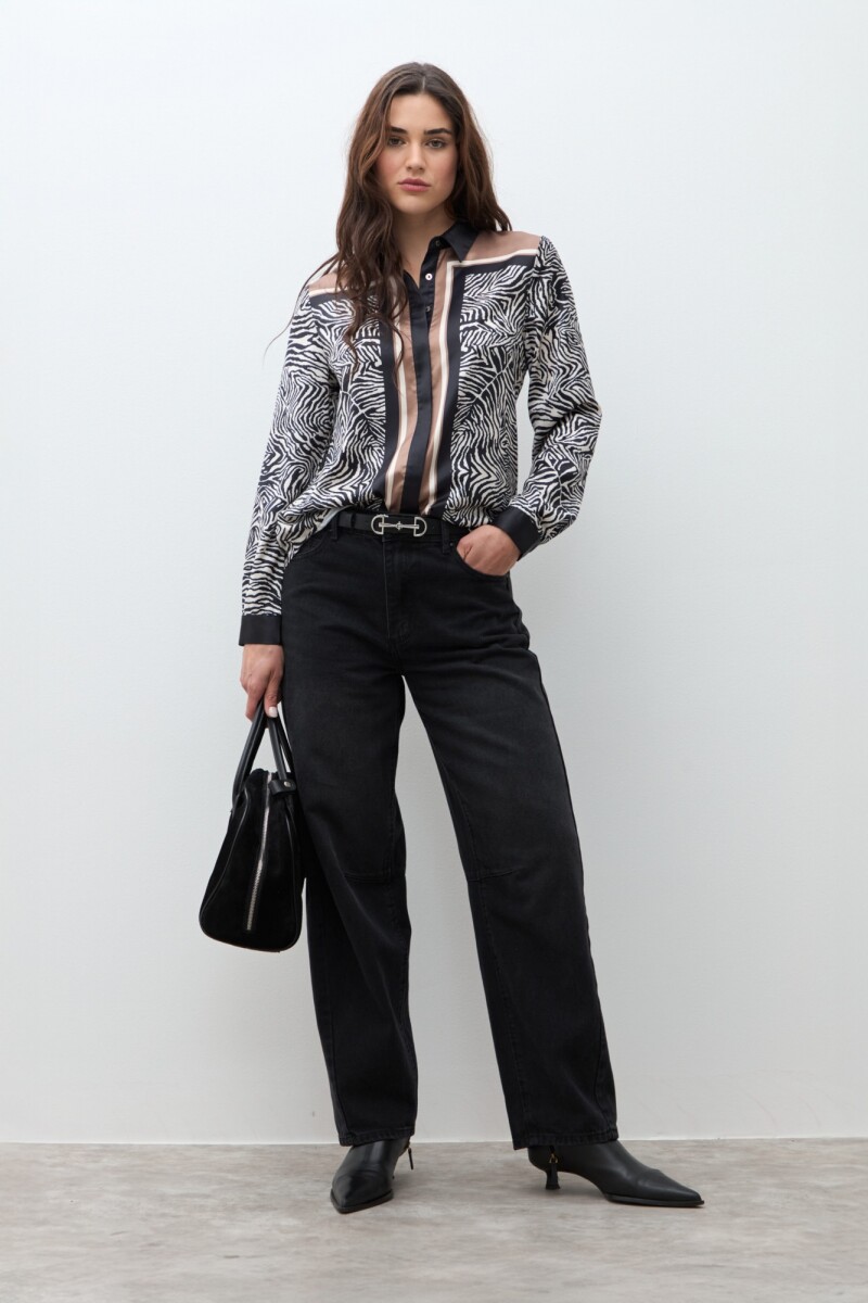 Camisa animal print - negro 