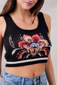 Top Intarsia Negro