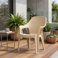 Silla De Plastico Con Posabrazos Apilable Beige