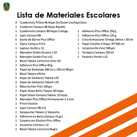 Lista de Materiales Escolares St Brendan's - 1º Escuela Niños Lista de Materiales Escolares St Brendan's - 1º Escuela Niños