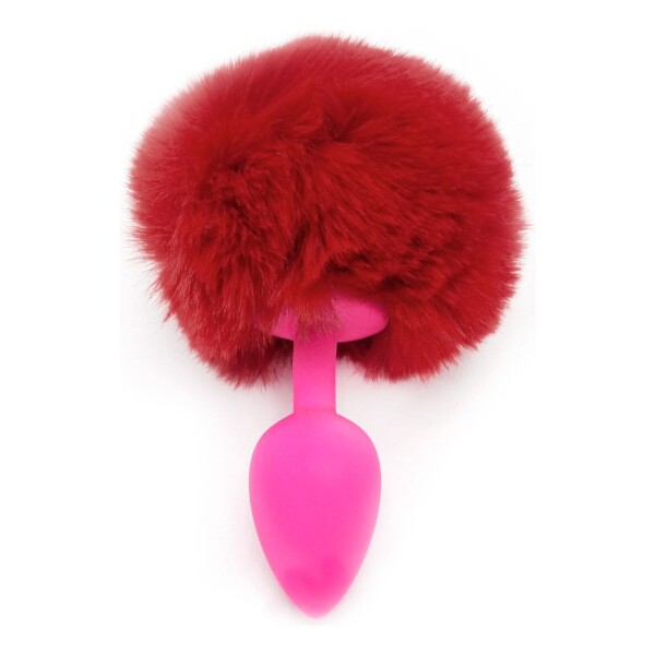 Plug Anal Pompon Conejita Consolador Estimulador Talle L Color Variante Rojo rosa