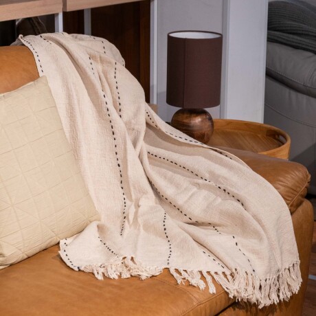 THROW PEFKI 130*170 LINO-Y-ALGODON CRUDO/BEIGE