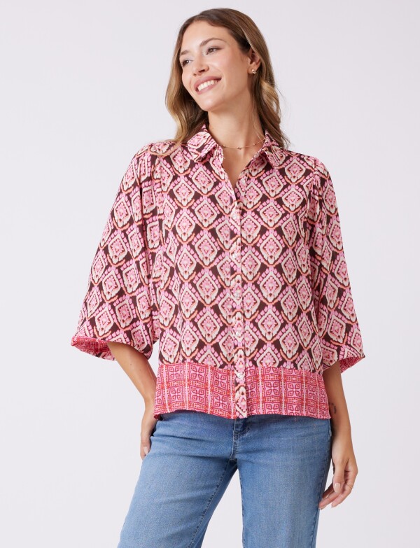 Camisa Gasa Print MULTI/ROSA