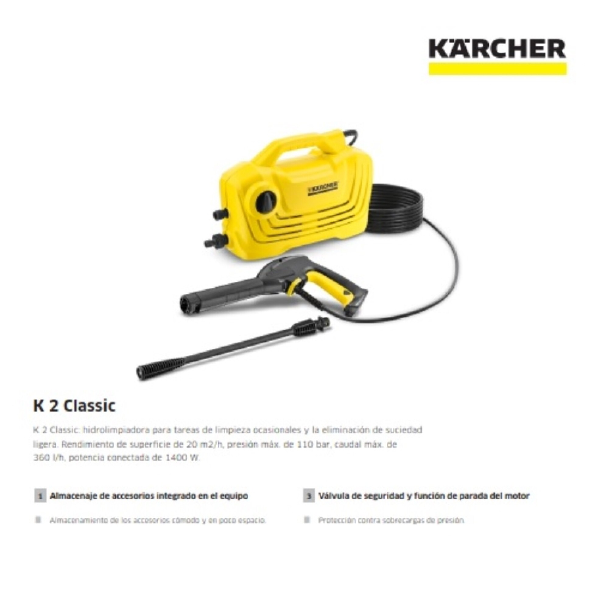 Karcher K 2 Power Control Home Kit Hidrolimpiadora 1400W + Accesorios