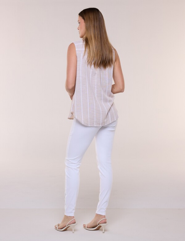 Camisa Lino BEIGE/MULTI