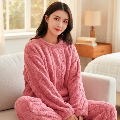 Conjunto Pijama Jogging Peluche Abrigo Buzo Pantalón Rosa