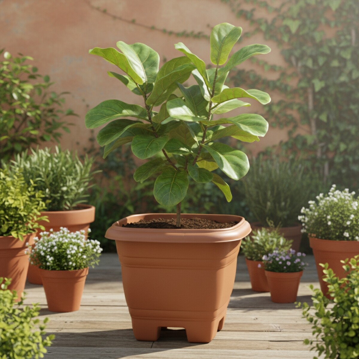 Maceta cuadrada 29,6 lts - TERRACOTA 