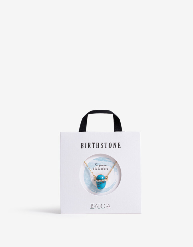 Cadena Corta con Dije Piedra Cadena Con Piedra Turquesa - Dorado