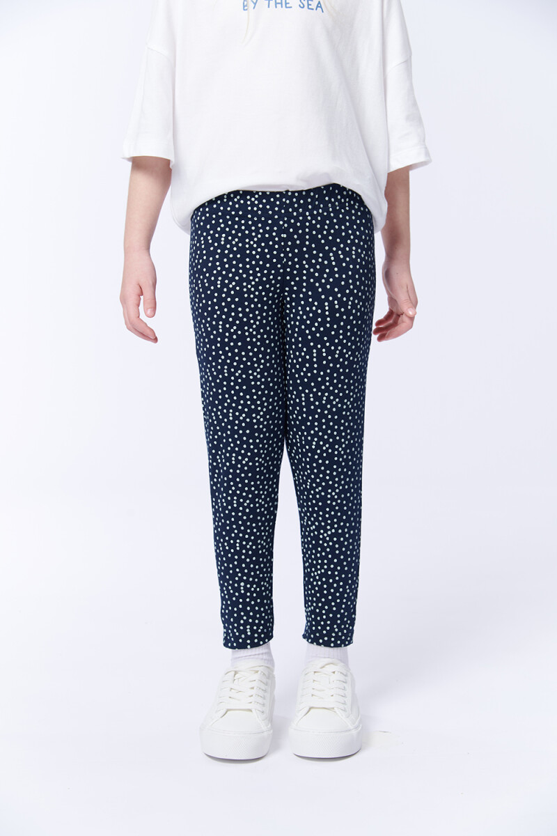 Calza Larga Estampada Lunares Azul