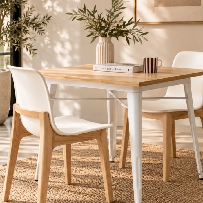 Mesa Tolix 80x80 cm Blanco