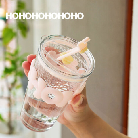 Vaso de vidrio HOHO c/sorbito 480ml Vaso De Vidrio Hoho C/sorbito 480ml