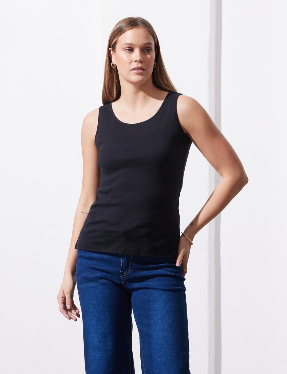 Musculosa Algodon Basica - Negro 