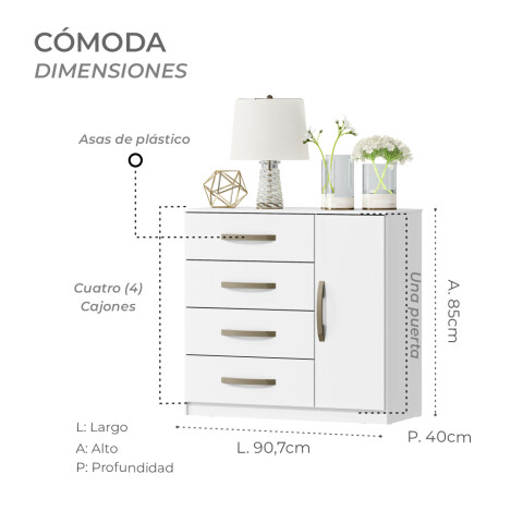 Combo Armario 6 Puertas y Cómoda - MDP - Blanco Combo Armario 6 Puertas y Cómoda - MDP - Blanco