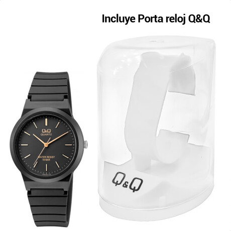 Reloj Q&Q PVC Hombre Análogo Con Correa De Silicona Negro-Dorado