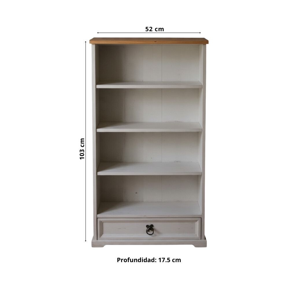 BIBLIOTECA ESTANTERÍA ORGANIZADOR EN MADERA MACIZA BLANCO