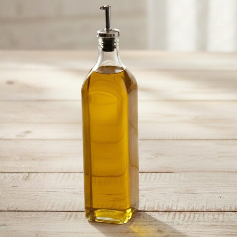 Aceitero vidrio 250 cc pico de metal TRANSPARENTE