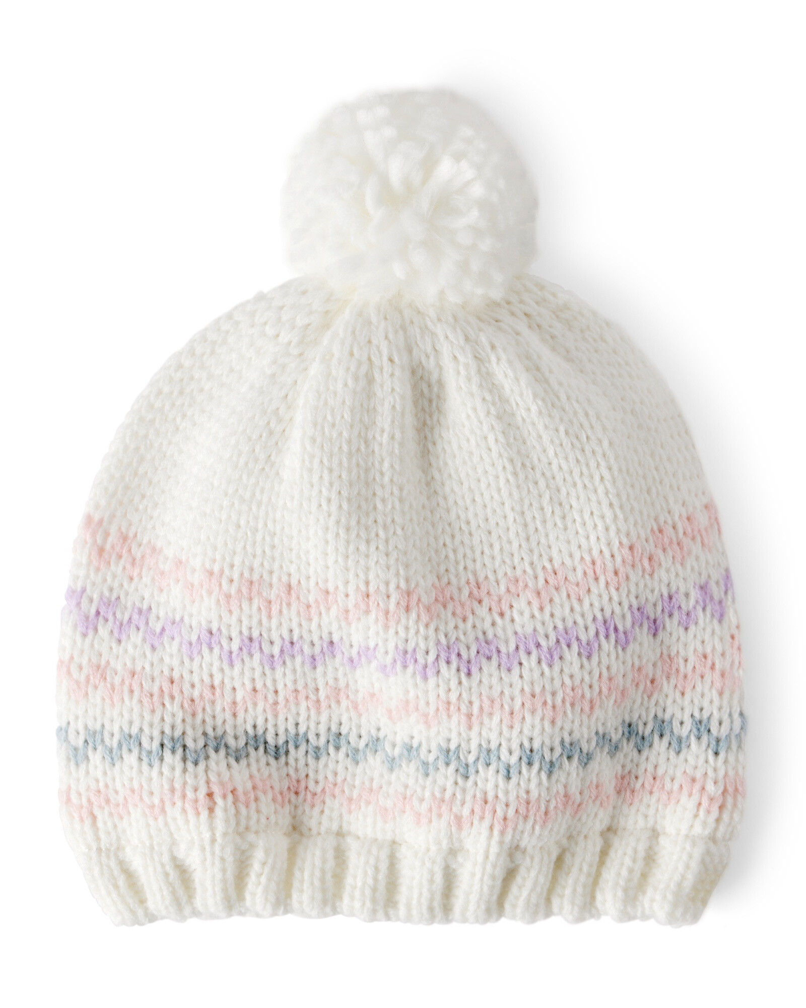 Gorro tejido blanco, con pompón Sin color