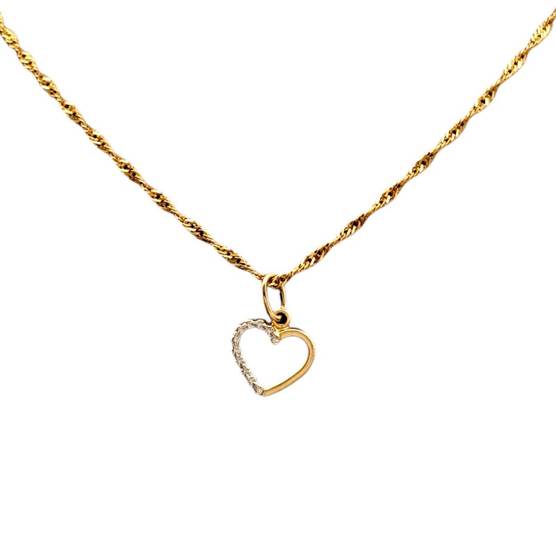 Dije Corazón-Oro bajo y Oro blanco-Sin piedra-CP8533 sinpiedra