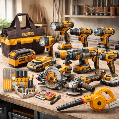 Kit Ingco 9 herramientas a batería + accesorios y valija Kit Ingco 9 herramientas a batería + accesorios y valija