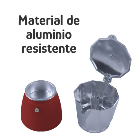 Cafetera Italiana Comet 6 Tazas Aluminio Mango Ergonómico Bordó