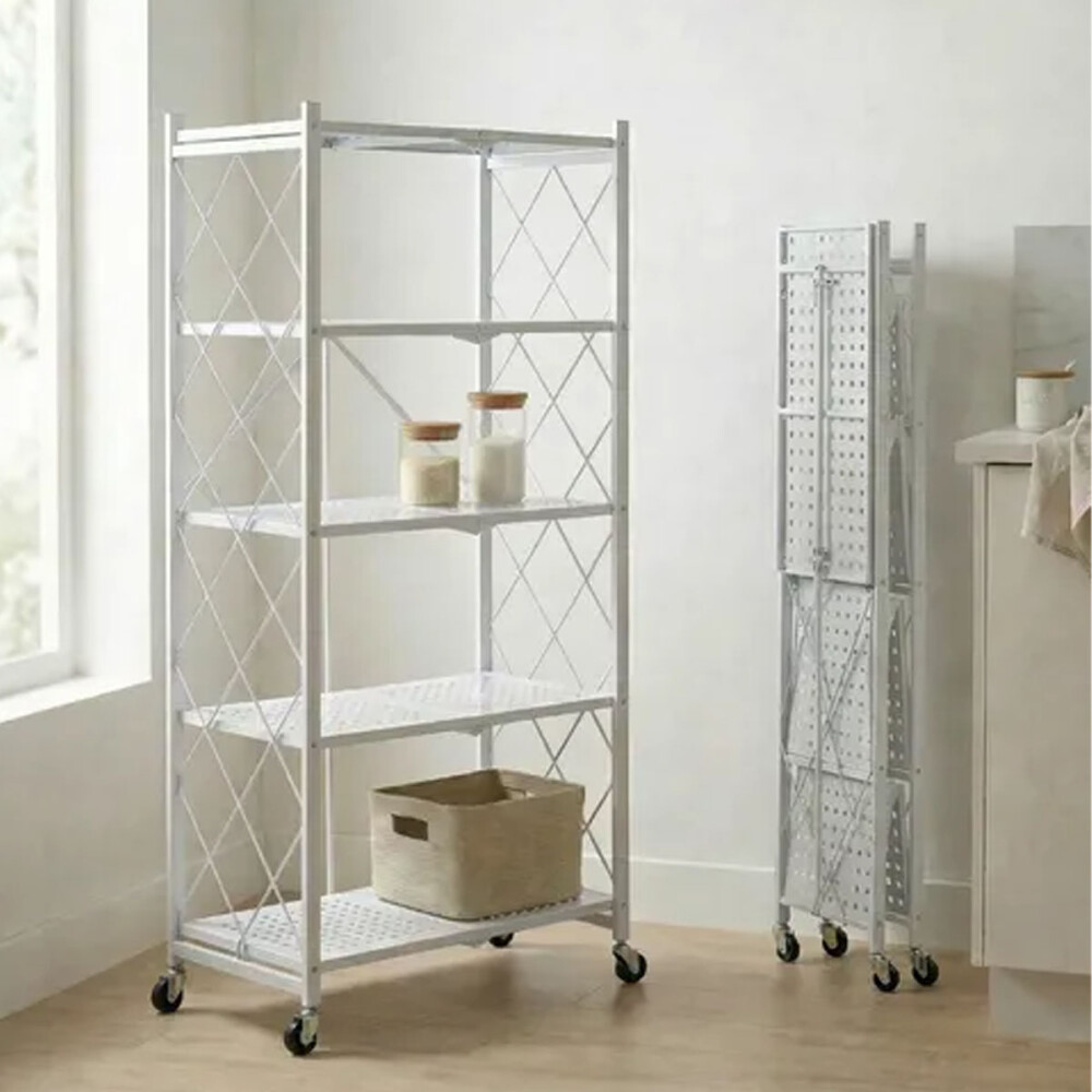 Estantería 5 Niveles Metal Minimalista Plegable 1.55m Blanco