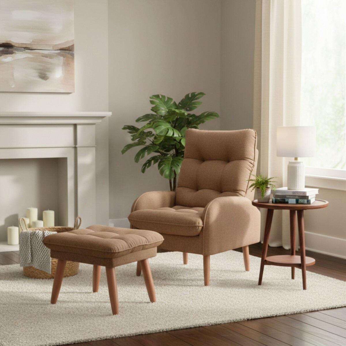 Butaca 1 Cuerpo Living + Puf - Nantes - Marrón 