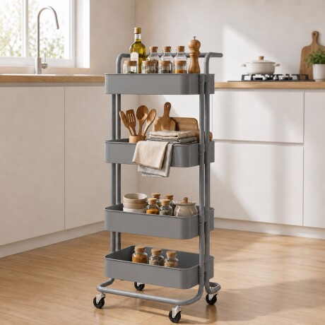 Carrito Organizador Metálico Multiuso Gris - 4 niveles Carrito Organizador Metálico Multiuso Gris - 4 niveles