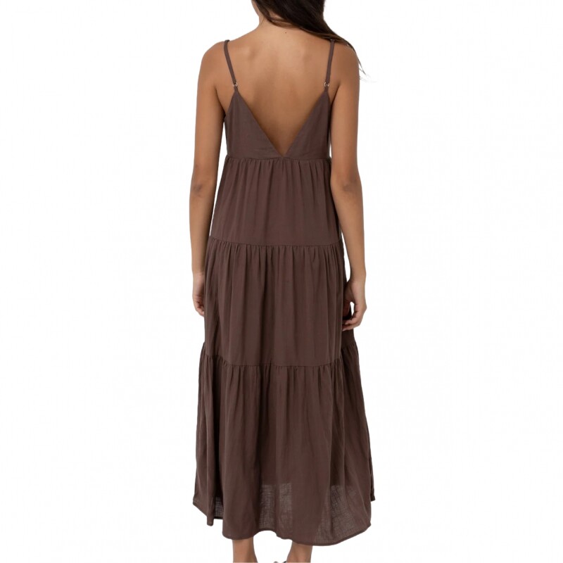 Vestido Rhythm Classic Tiered Mini - Marrón Vestido Rhythm Classic Tiered Mini - Marrón