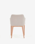 Silla Croft de chenilla y patas de madera maciza de fresno beige