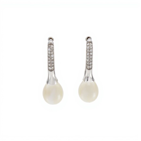 Caravanas Perlas-Plata 925-Con Perla y Zirconia-CA3212 conperla