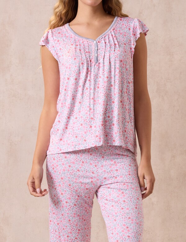 Pijama C/capri MULTI/ROSA
