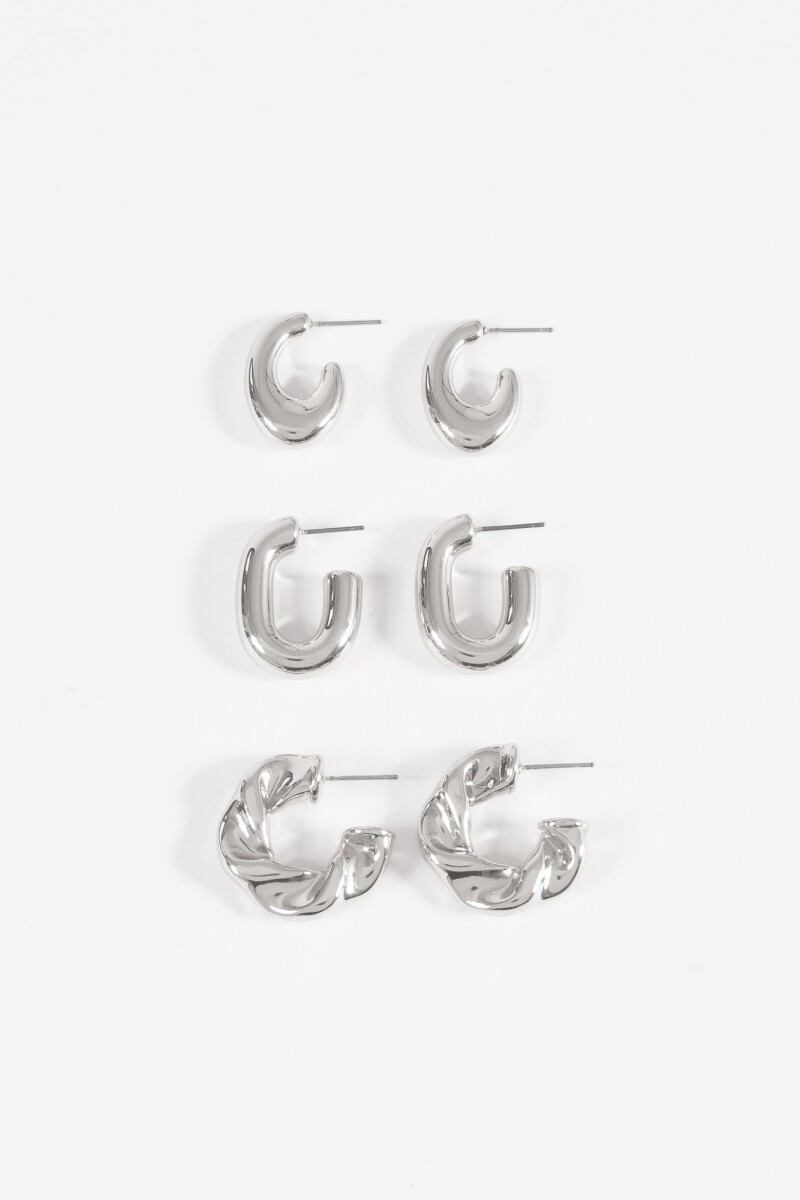 Set 3 aros curvo plateado