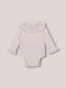 Body Manga Larga Cuello Volante Bordado Blanco