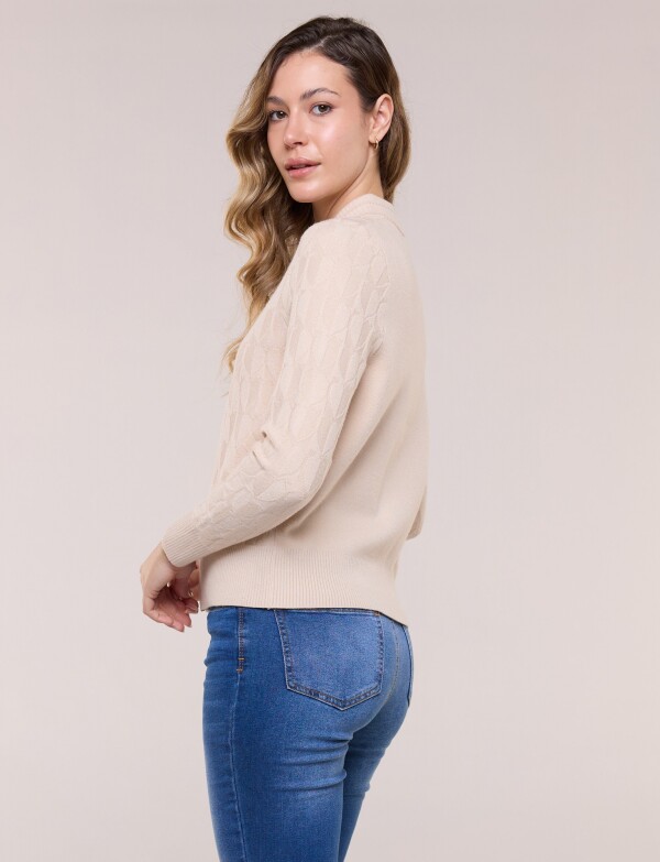 Cardigan Tejido Con Cierre Y Textura Labrada BEIGE