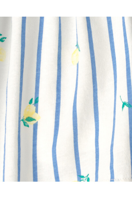 Pollera short de algodón, diseño a rayas con limones Sin color