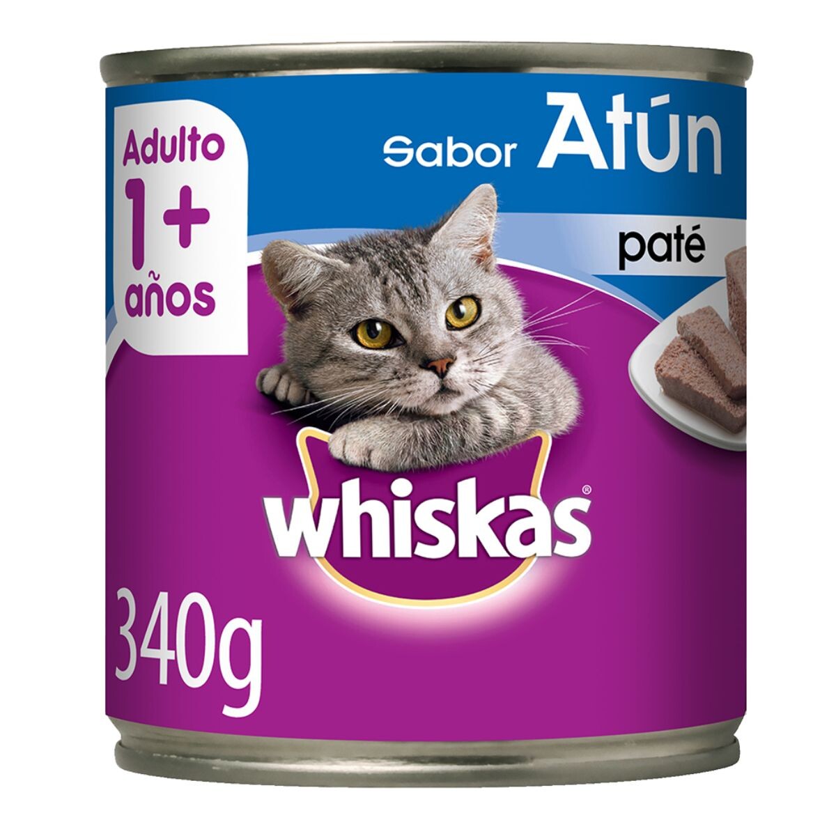 WHISKAS PATE LATA ALIMENTO HUMEDO - ATUN 340 GR 