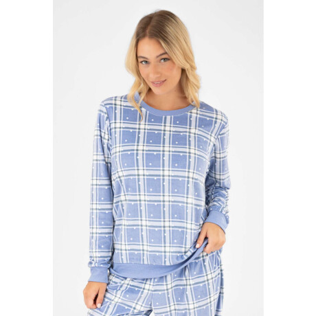 Pijama velour escoces Azul
