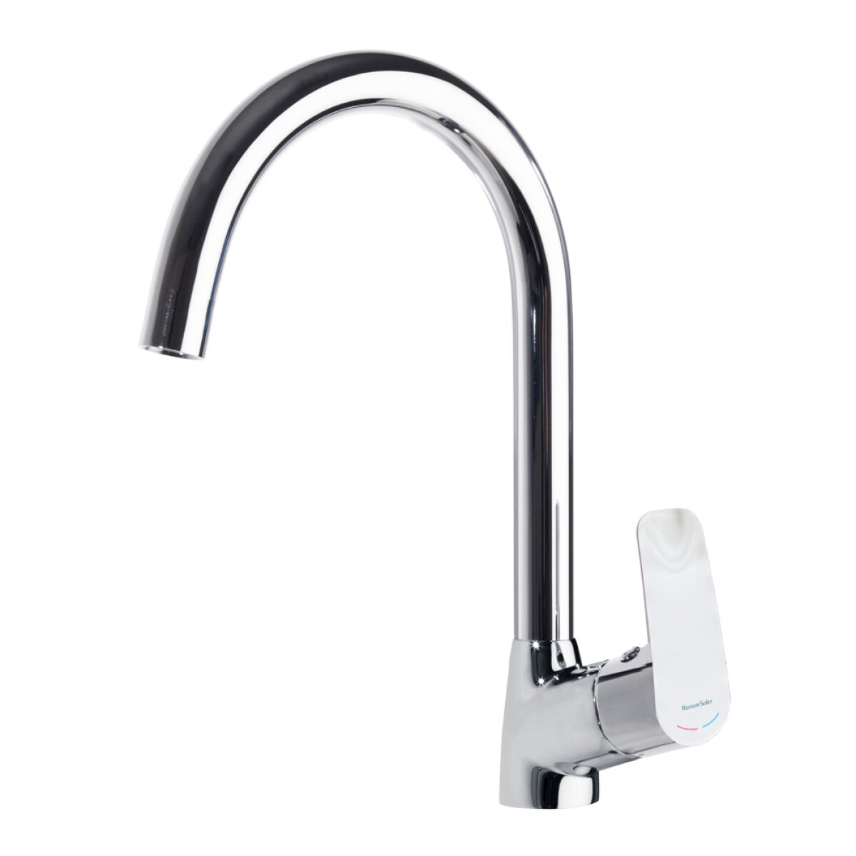 Griferia De Cocina Modelo New Fly Color Cromo Racor 1/2" Vertical Conico Caño Cisne Ramon Soler 