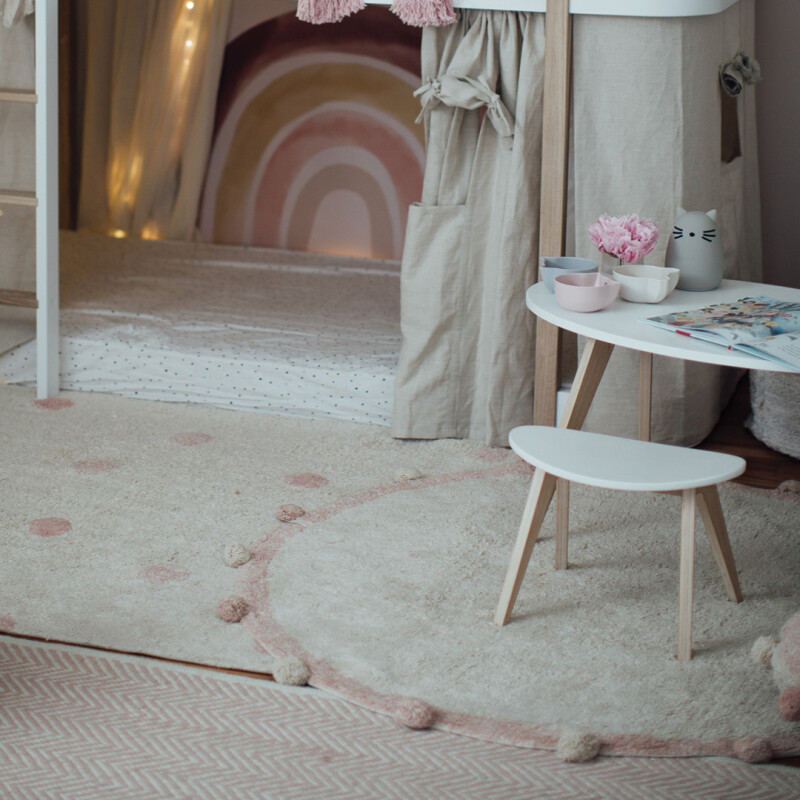 Alfombra lavable Bubbly Nude y rosa