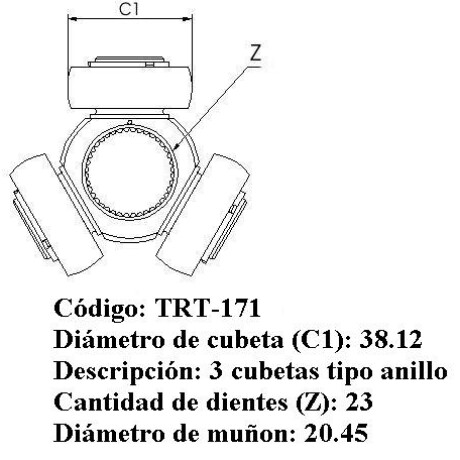 TRICETA TOYOTA COROLLA 92 (38.12MM-23 ESTRIAS) - TRICETA TOYOTA COROLLA 92 (38.12MM-23 ESTRIAS) -