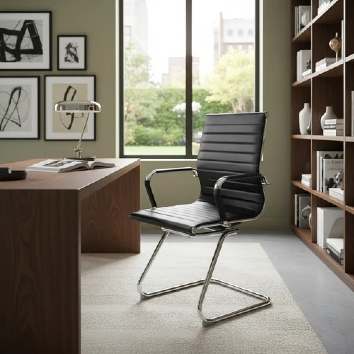 Silla Oficina Escritorio Ergonómica Respaldo Ejecutiva X4 Un - Color Negro Plateado 