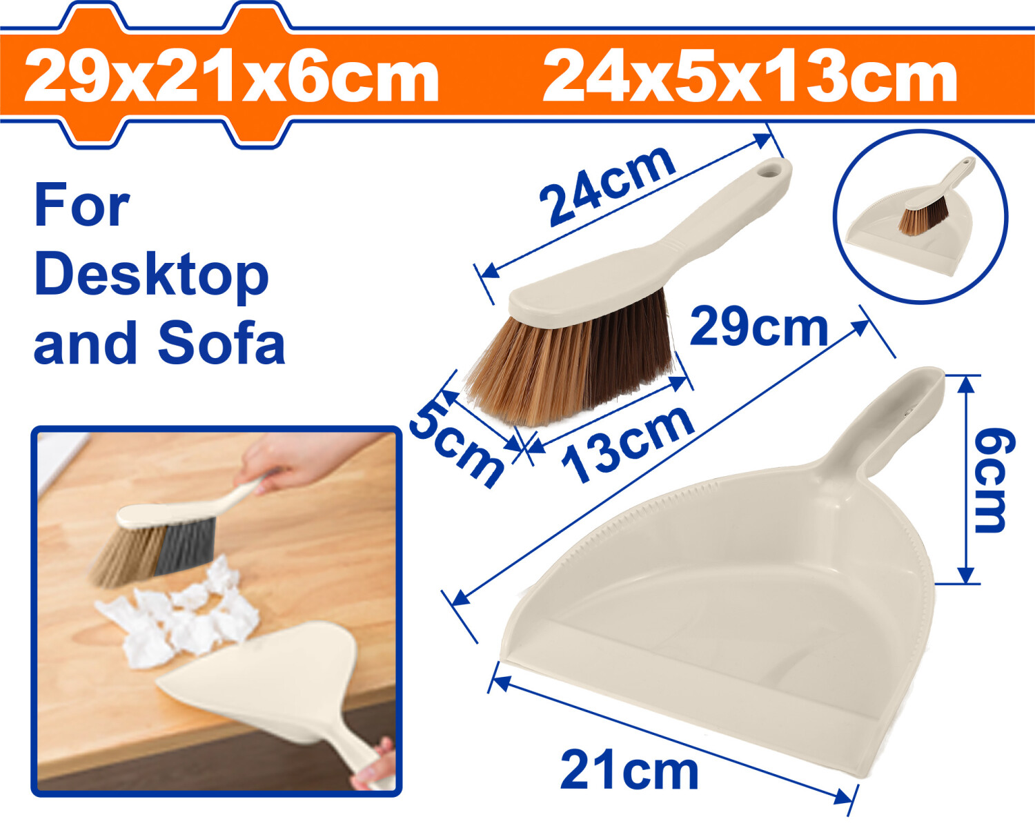 SET CEPILLO DE MANO + PALA WADFOW WMBS1F02 COLOR BLANCO 