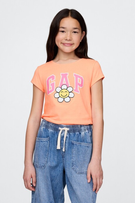 Remera Gráfico Niña Orange Kiss Neon