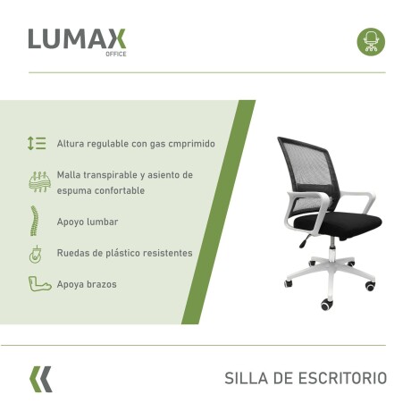 Silla de Escritorio Oficina Lumax Ryan Negro/Blanco