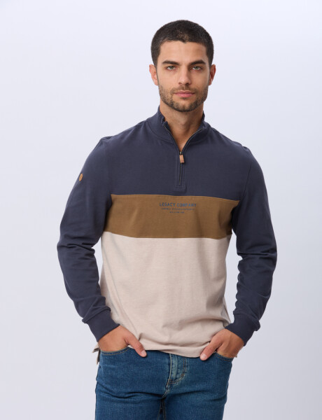 REMERA POLO RAYADA DE ALGODÓN Azul